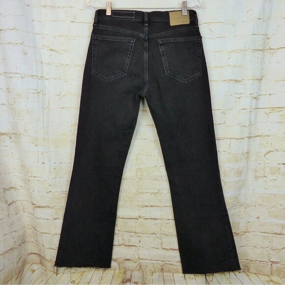 Rag & Bone Peyton Jeans Womens 26 Black Mid Rise Ankle Boot Cut Raw Hem Grunge - Picture 2 of 10